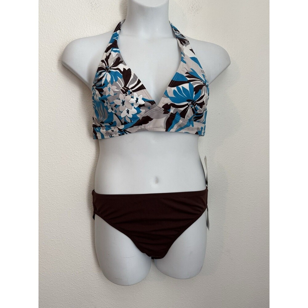 Spiegel bikini top new with tags size 18 Blue white Brown Floral TOP ONLY New